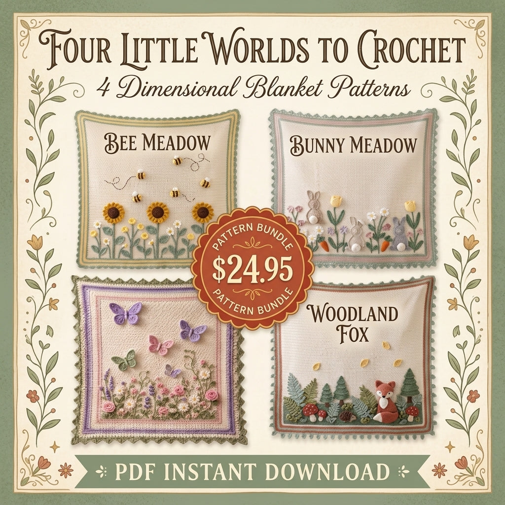 The Storybook Meadow Baby Blanket Collection – 4 PDF Crochet Patterns