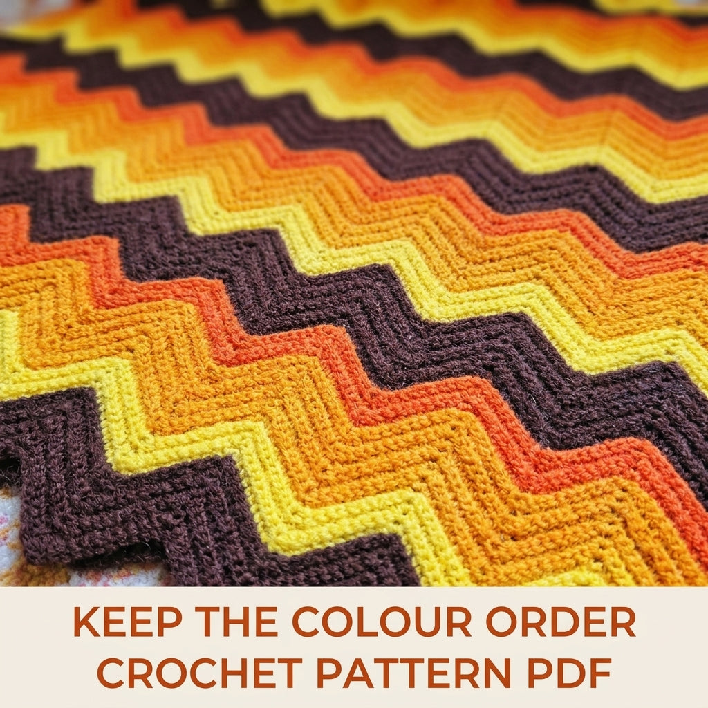 Sunset Ripple Blanket Crochet Pattern PDF – Retro Stripe Afghan