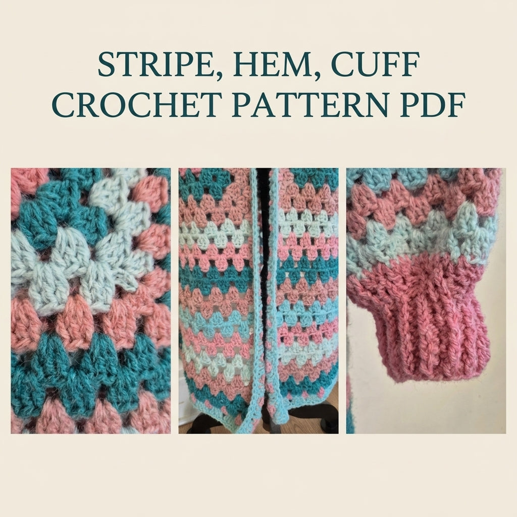 Long Hexagon Cardigan Crochet Pattern PDF – Granny Stripe Duster
