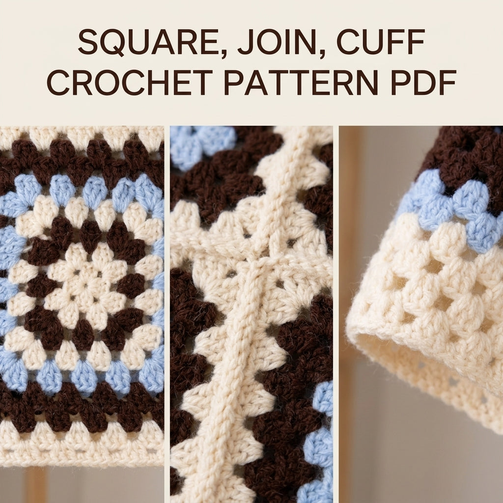 Chocolate and Sky Granny Square Cardigan Crochet Pattern PDF – Boxy Brown and Blue Cardigan