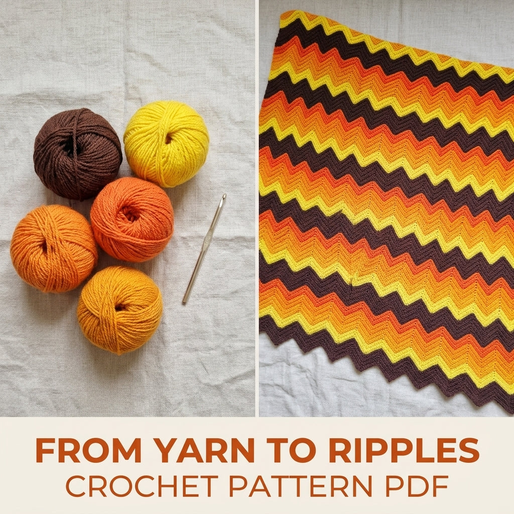 Sunset Ripple Blanket Crochet Pattern PDF – Retro Stripe Afghan