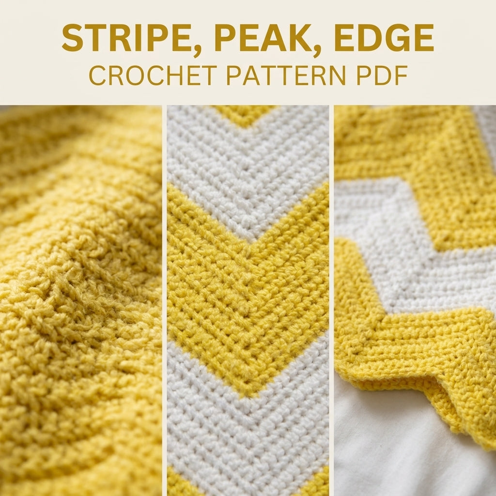 Yellow and White Chevron Blanket Crochet Pattern PDF – Classic Stripes