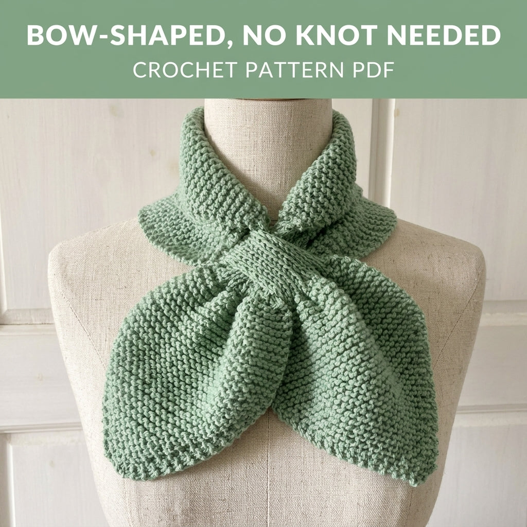 Keyhole Scarf Crochet Pattern PDF - Pull Through Bow Scarf, Textured Neck Warmer for Women