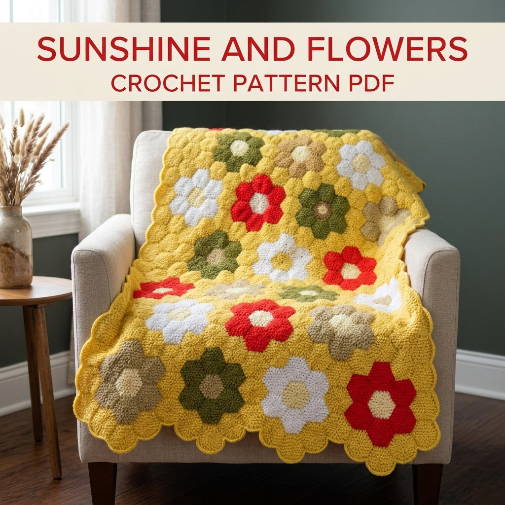 Hexagon Blanket Crochet Pattern PDF – Granny Flower Garden Afghan
