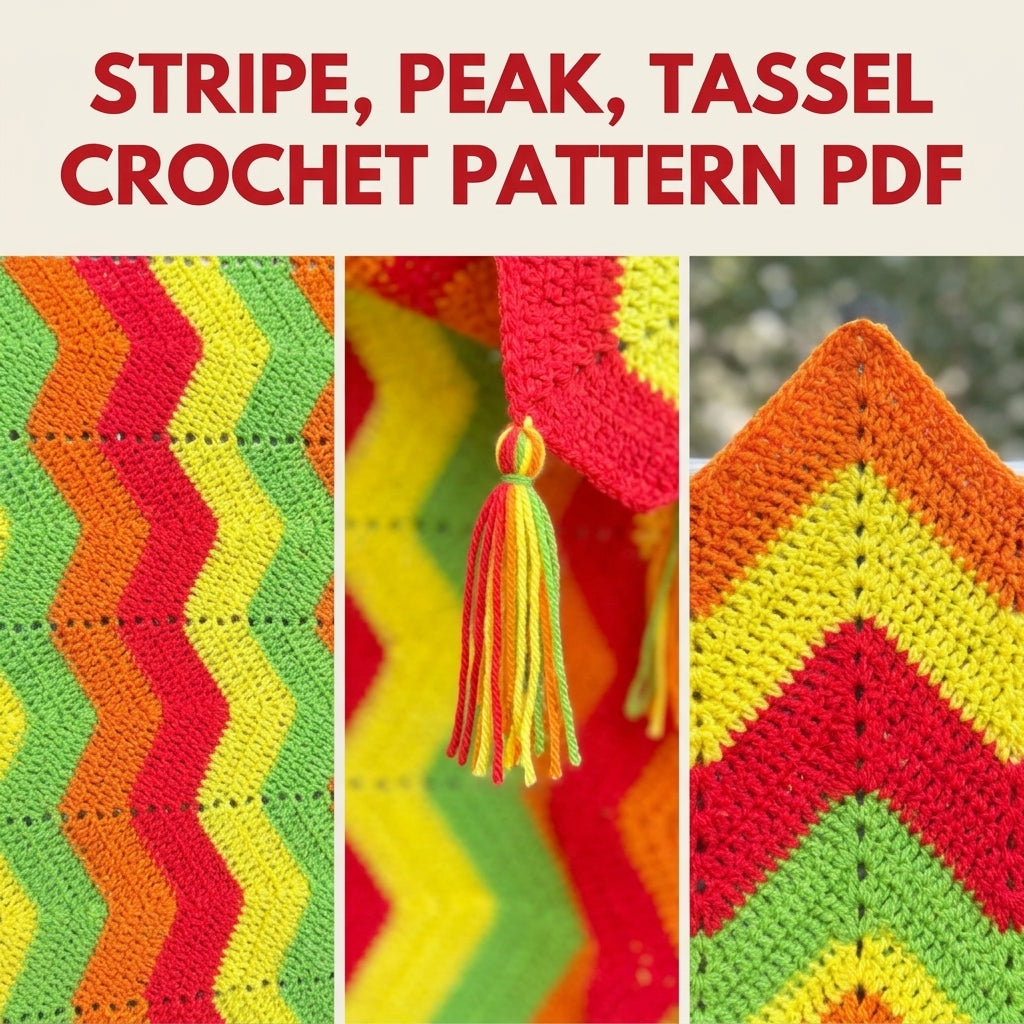 Bright Ripple Blanket Crochet Pattern PDF – Bright Zigzag Afghan with Tassels