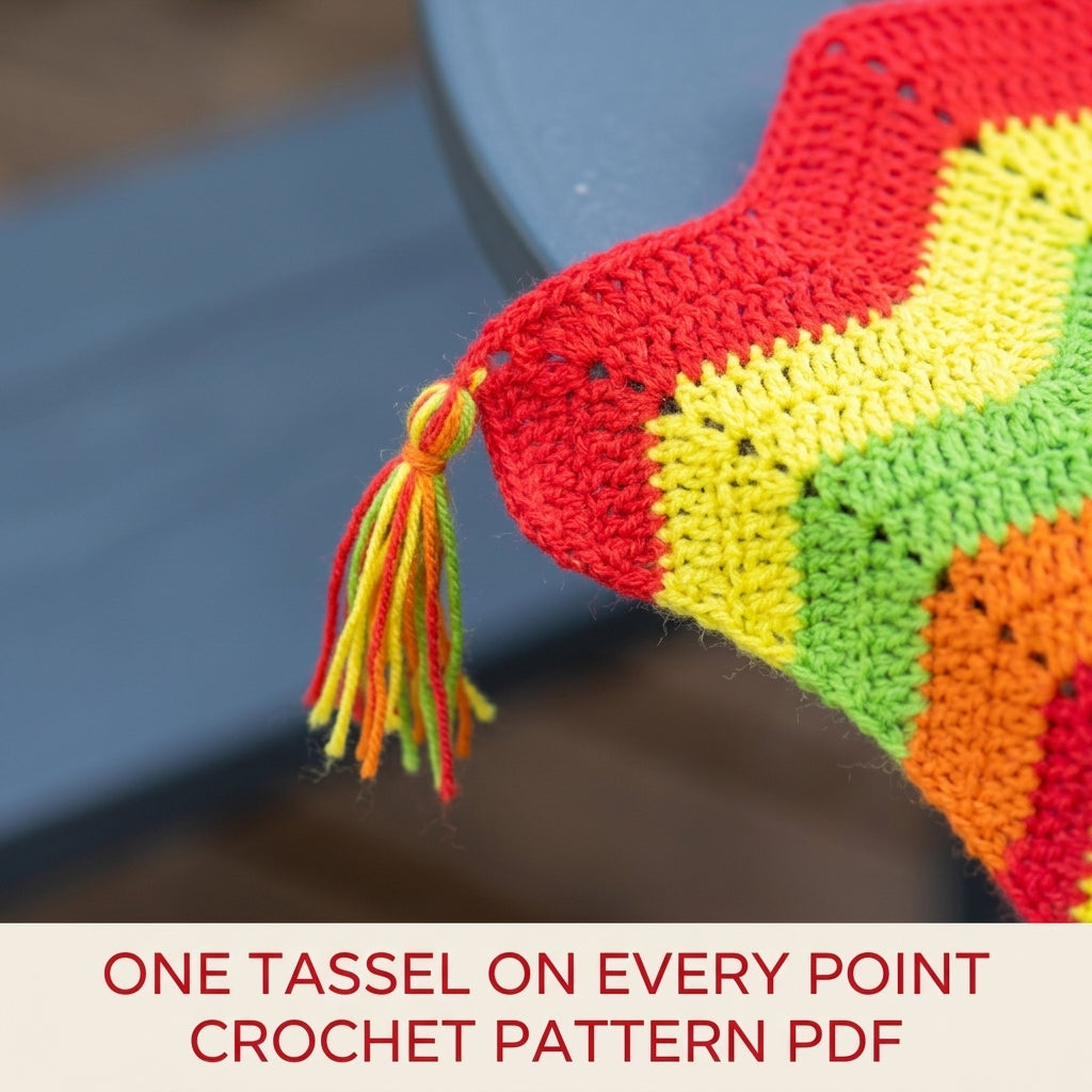 Bright Ripple Blanket Crochet Pattern PDF – Bright Zigzag Afghan with Tassels