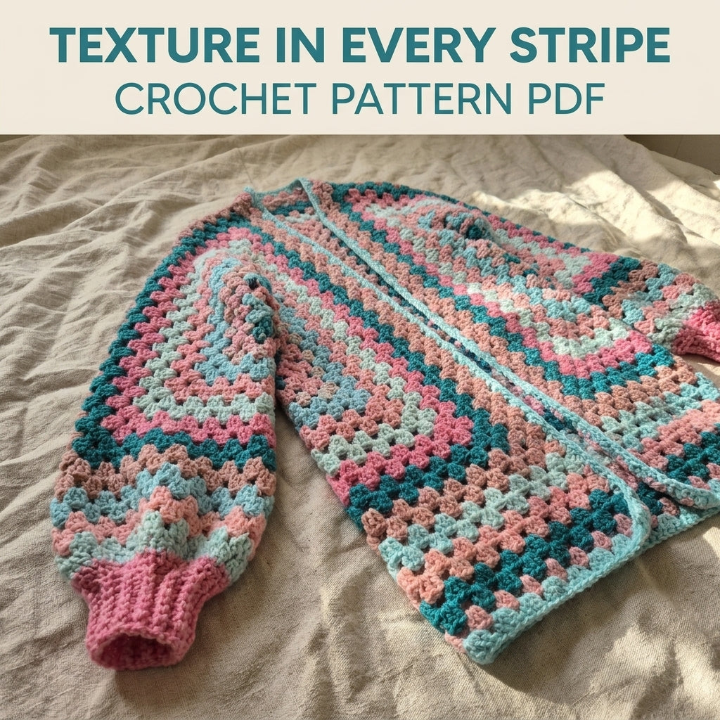 Long Hexagon Cardigan Crochet Pattern PDF – Granny Stripe Duster