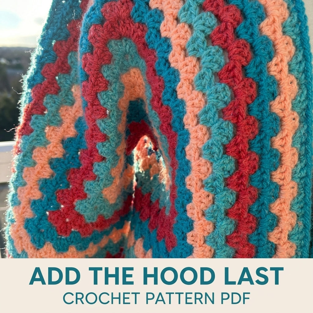 Hooded Hexagon Cardigan Crochet Pattern PDF – Granny Stripe Hoodie Cardigan