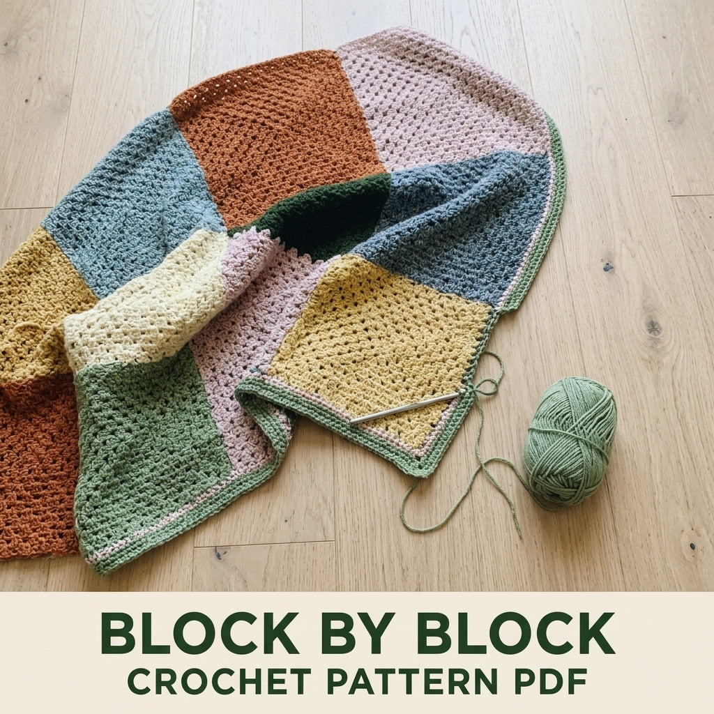 Granny Block Blanket Crochet Pattern PDF – Patchwork Granny Stitch Afghan