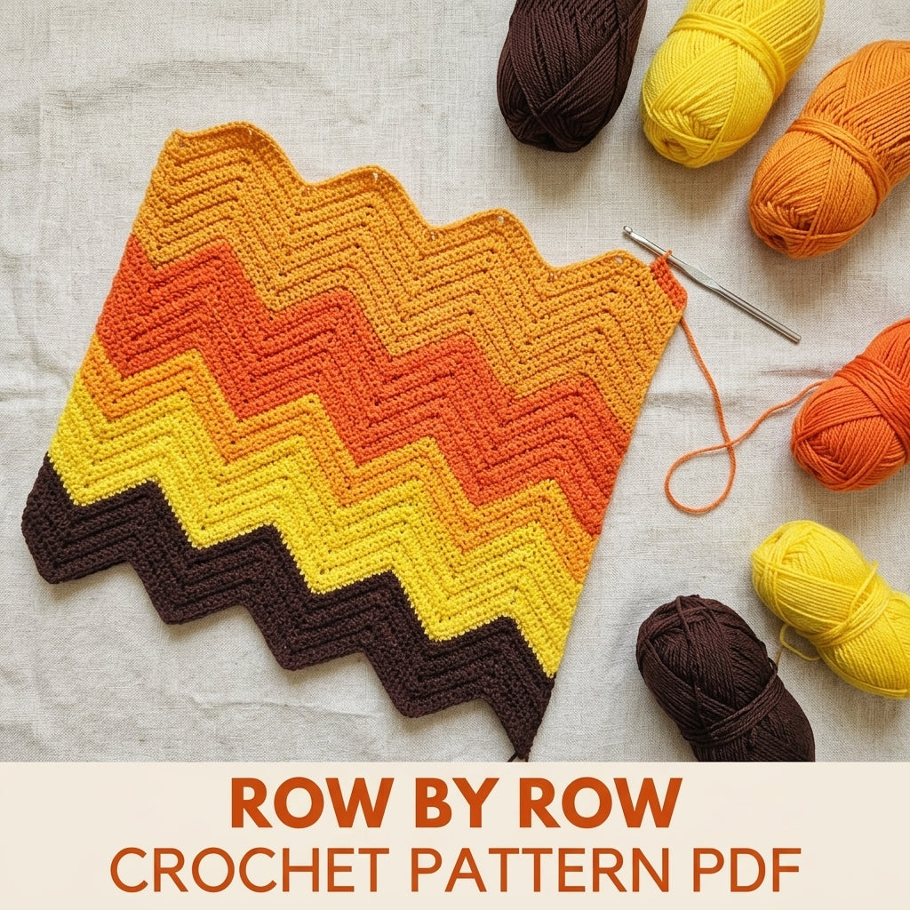 Sunset Ripple Blanket Crochet Pattern PDF – Retro Stripe Afghan