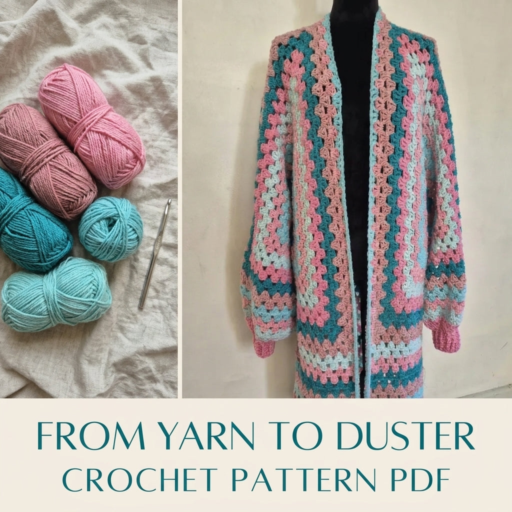 Long Hexagon Cardigan Crochet Pattern PDF – Granny Stripe Duster