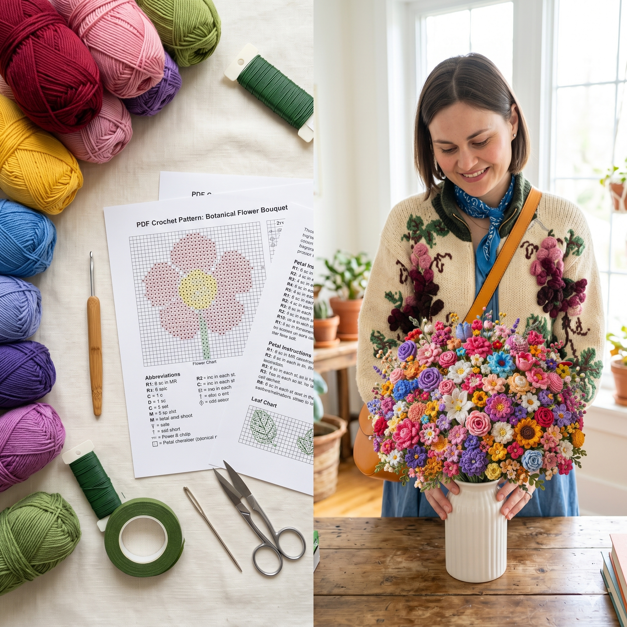Flower crochet Patterns, 33 in 1 Bundle Floral Bouquet Designs PDF, mothers day gift amigurumi