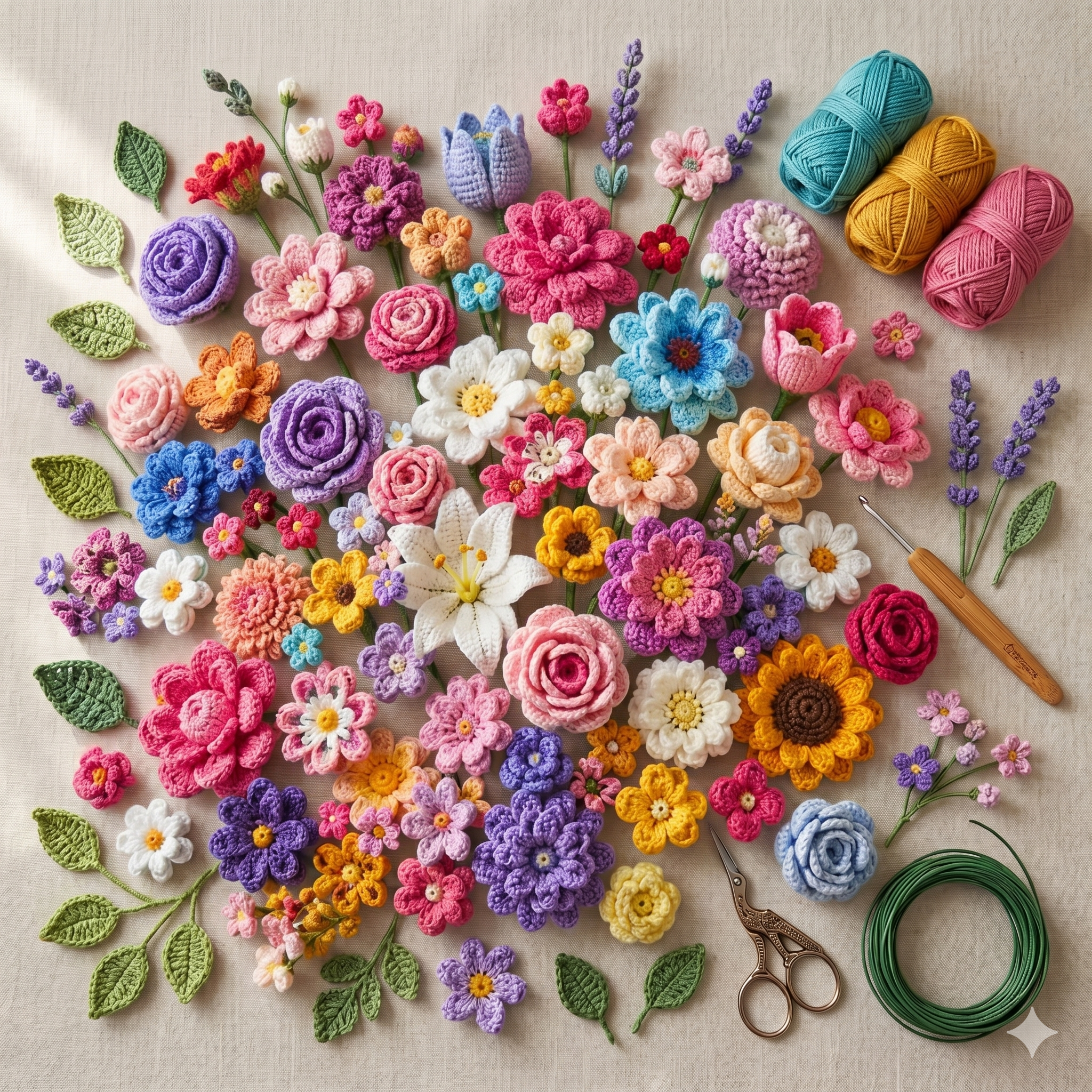 Flower crochet Patterns, 33 in 1 Bundle Floral Bouquet Designs PDF, mothers day gift amigurumi
