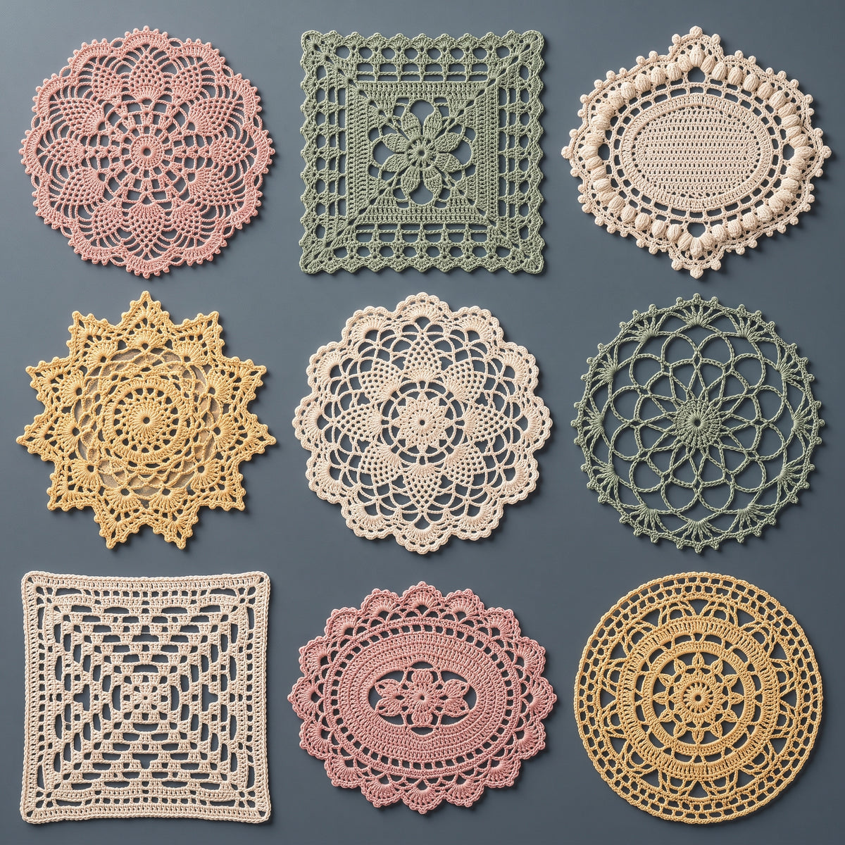 20 Crochet Doily Patterns PDF Bundle, Vintage Lace Doilies Set