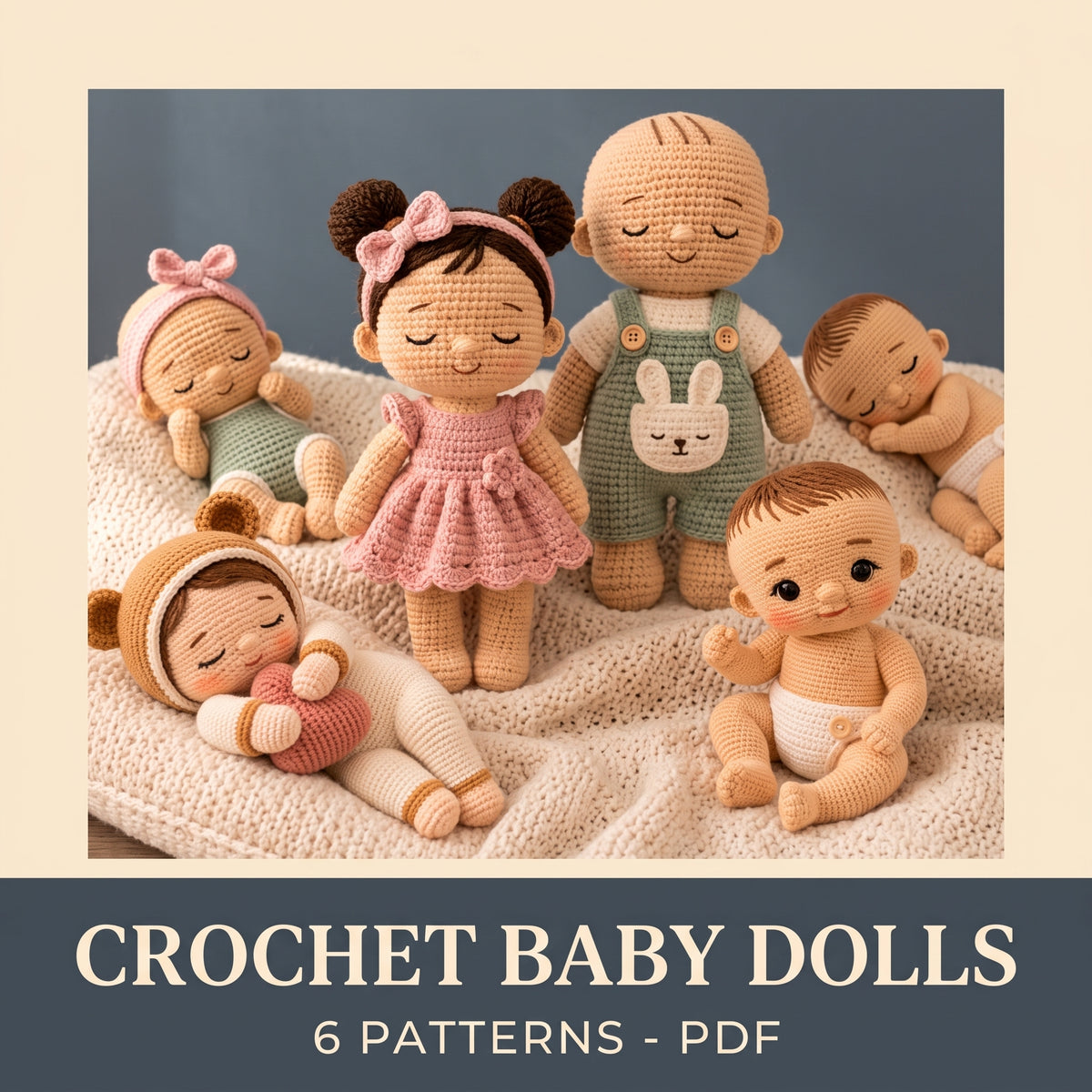 Crochet Baby Doll Pattern Bundle PDF, 6 Amigurumi Baby Dolls