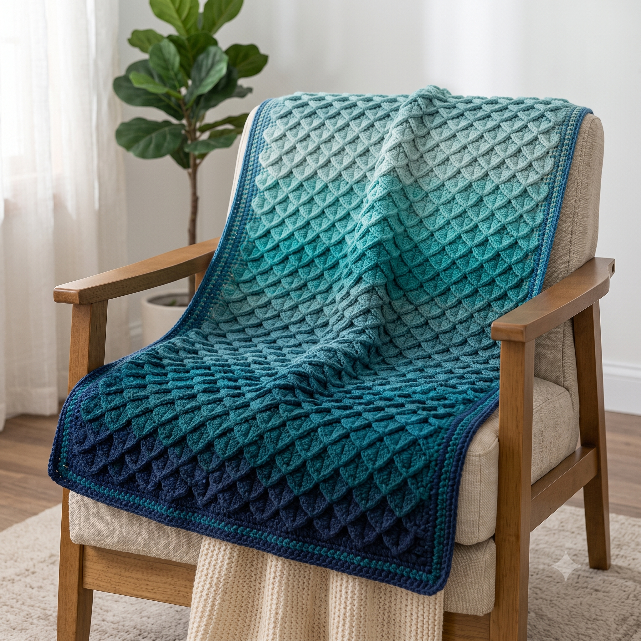 Dragon Scales Blanket Crochet Pattern PDF | Easy Textured Throw Pattern, Dragon Scale Afghan Blanket, Beginner, US Terms, Instant Download