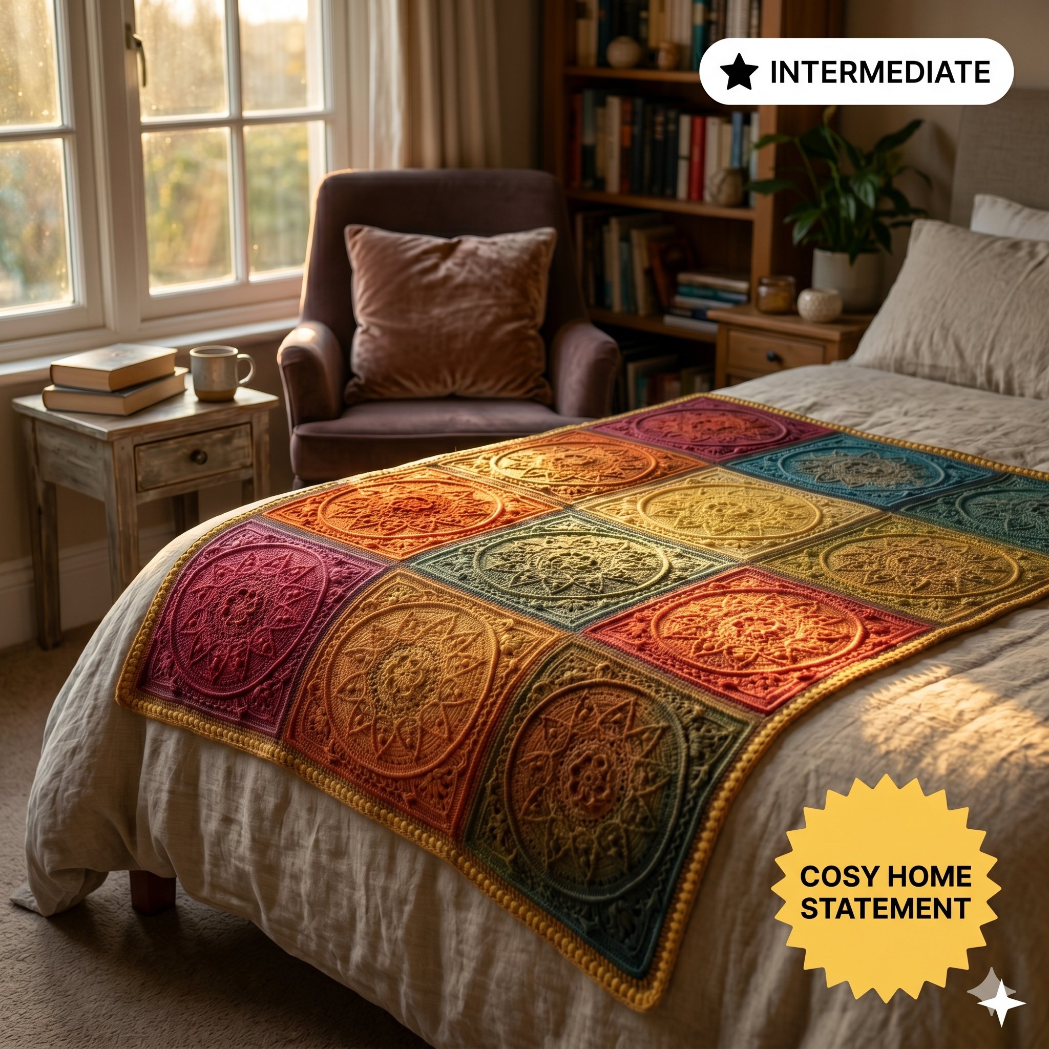 PDF pattern - Sophie's Dream Crochet blanket - crochet afghan - crochet throw - motif based crochet blanket