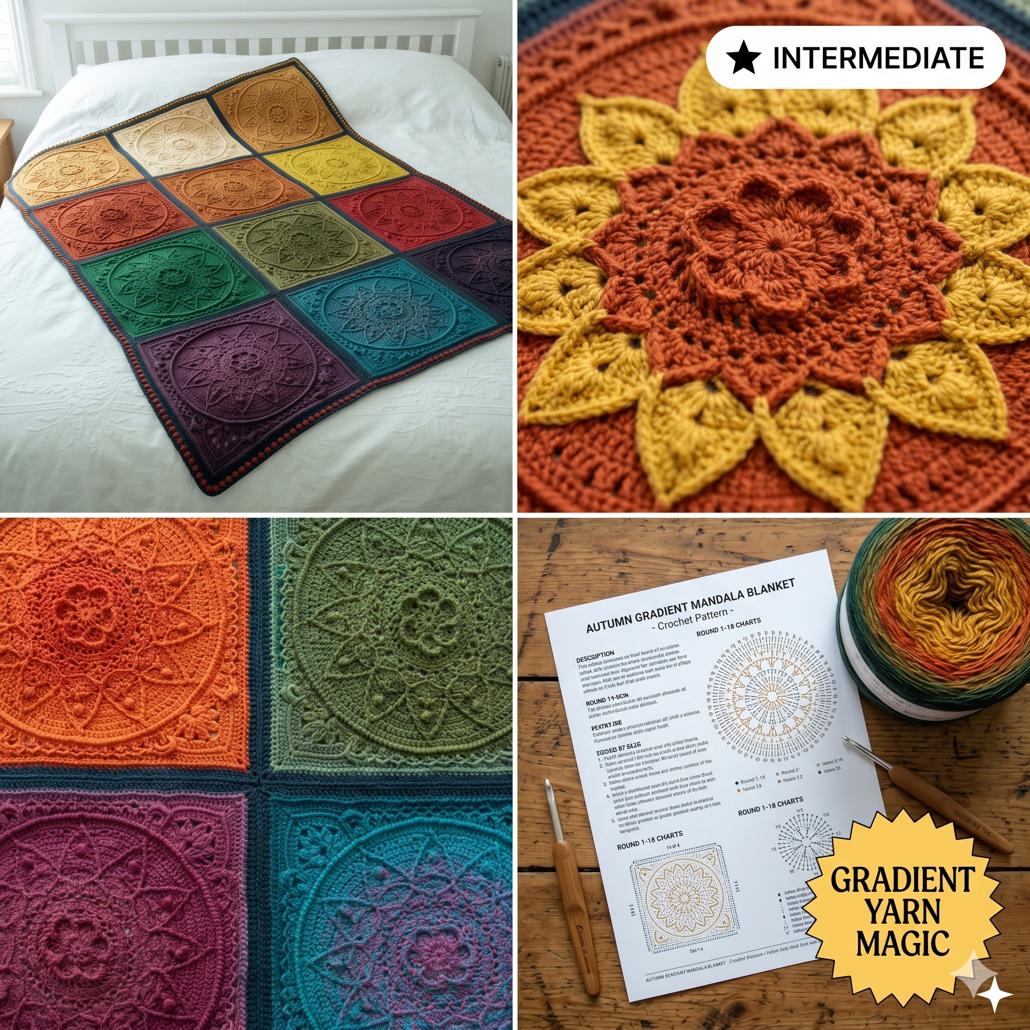PDF pattern - Sophie's Dream Crochet blanket - crochet afghan - crochet throw - motif based crochet blanket