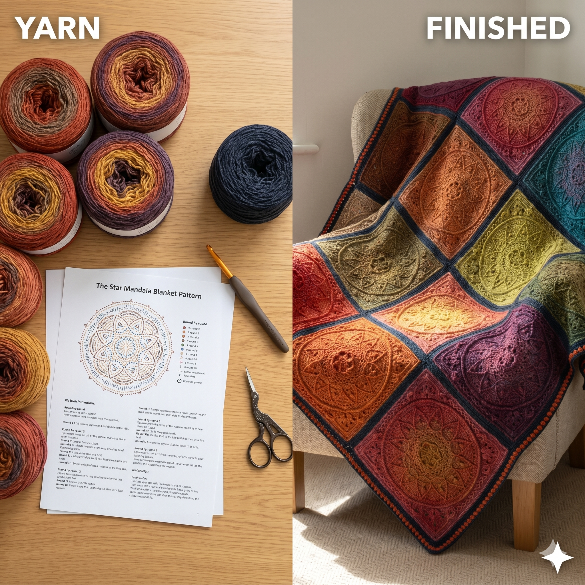 PDF pattern - Sophie's Dream Crochet blanket - crochet afghan - crochet throw - motif based crochet blanket