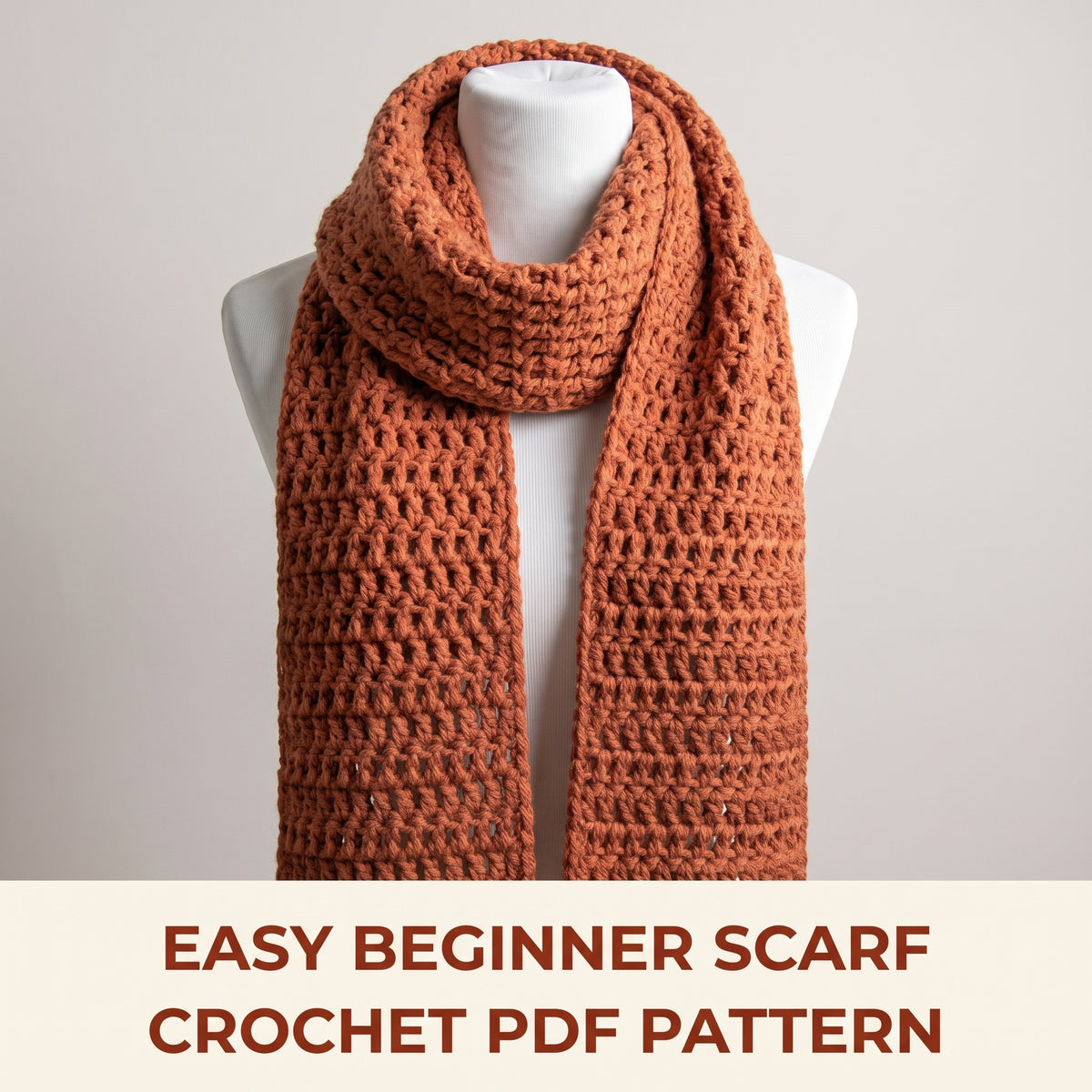 Easy Crochet Scarf Pattern for Absolute Beginners | First Crochet Project, Half Double Crochet Only | US Terms | Instant PDF