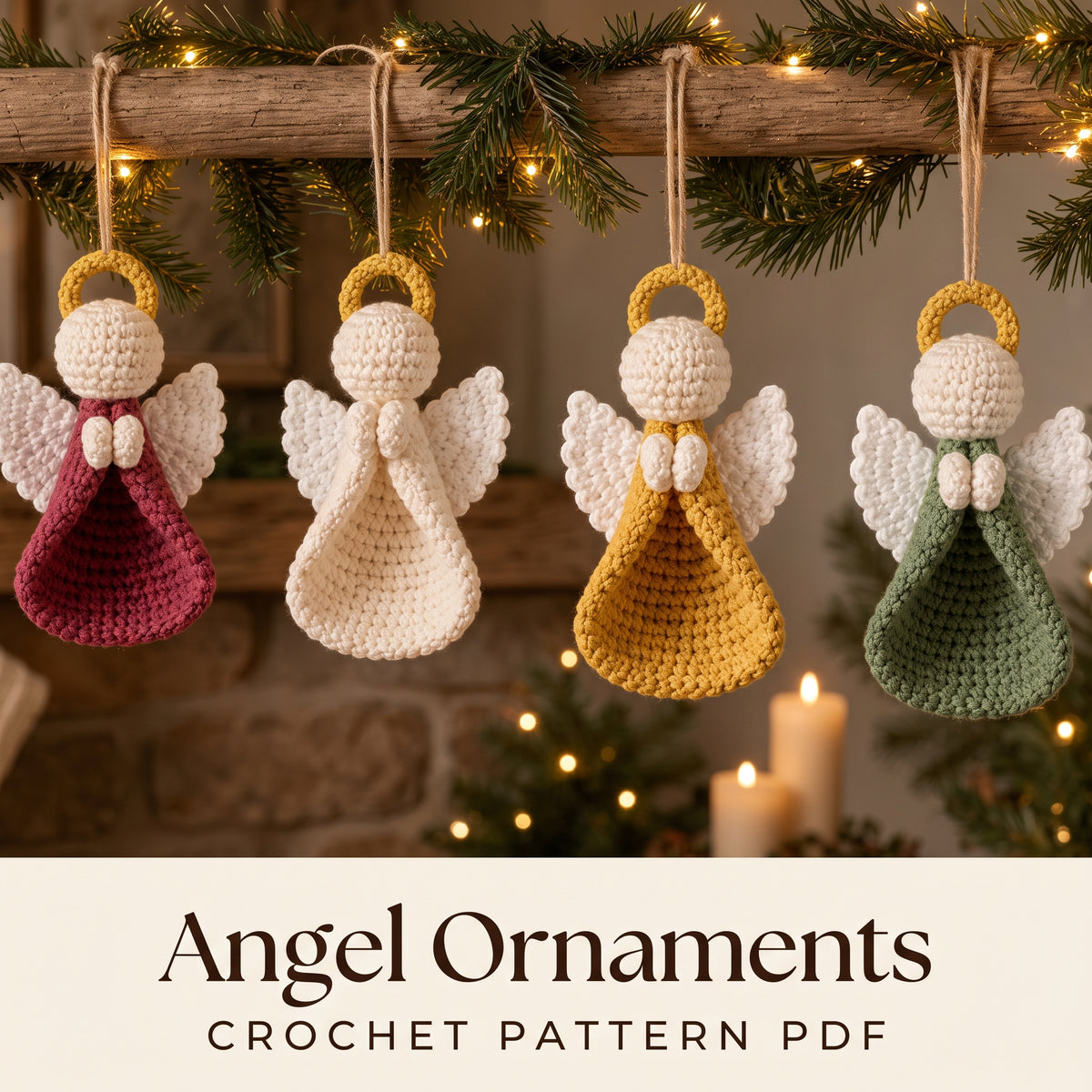 Crochet Angel Ornament Pattern PDF, Easy Christmas Angel, Tree Ornament and Gift Topper, Beginner Friendly