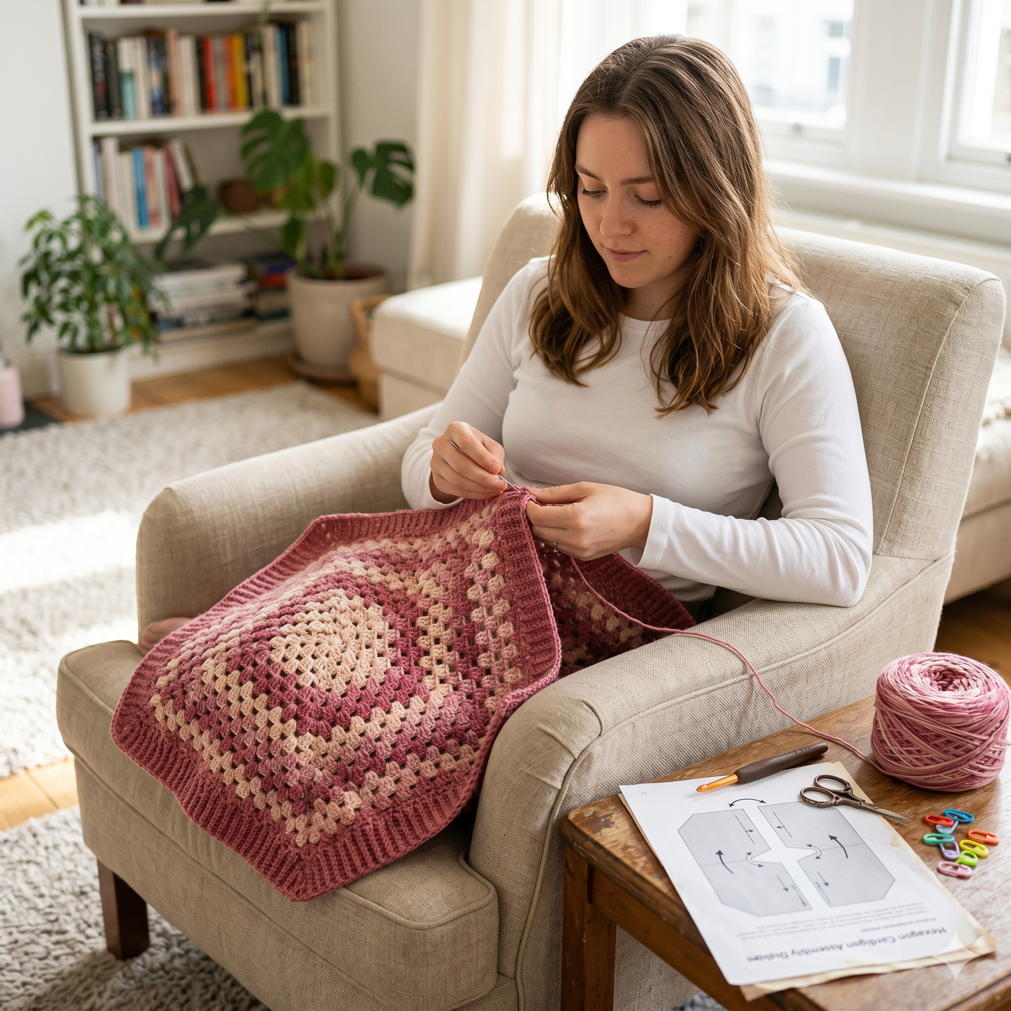Easy Hexagon Cardigan Crochet Pattern : Beginner Granny Hexi Sweater