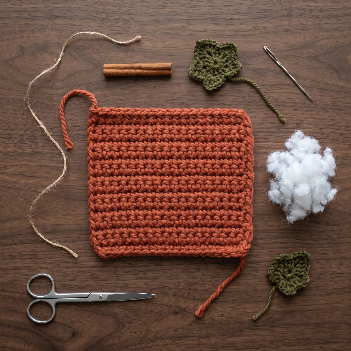 Crochet Pumpkin Pattern PDF | 3 Sizes Chunky Fall Pumpkins with Leaf & Tendril | Cinnamon Stick Stem | Autumn Decor
