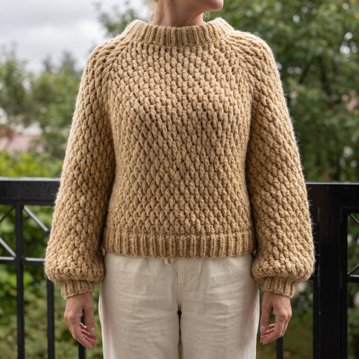 Alpine Stitch Sweater Crochet Pattern | Top Down Raglan, No Sewing | Chunky Textured Jumper | US Terms | Instant Download PDF