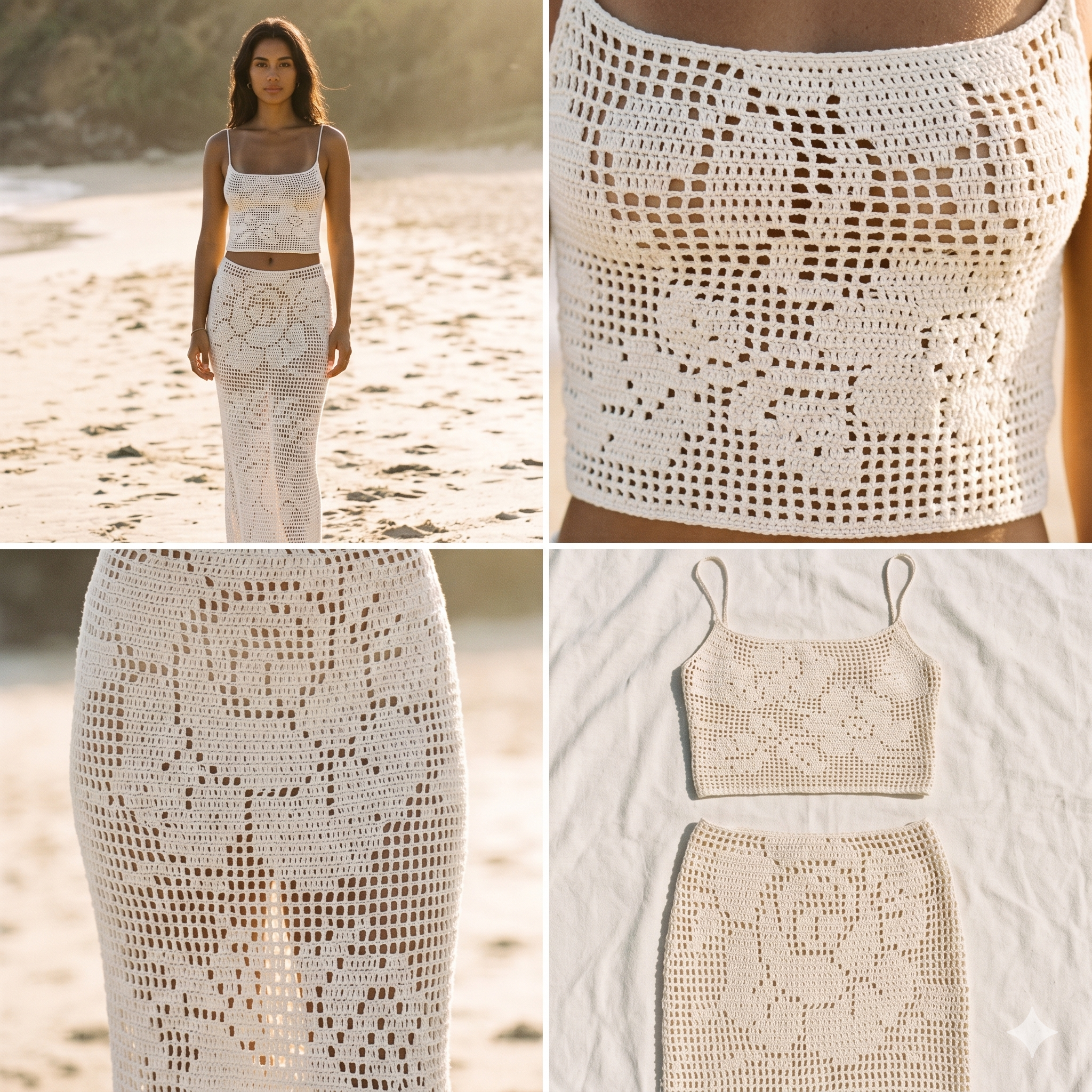 Flora Bloom SET - Filet Crochet Pattern