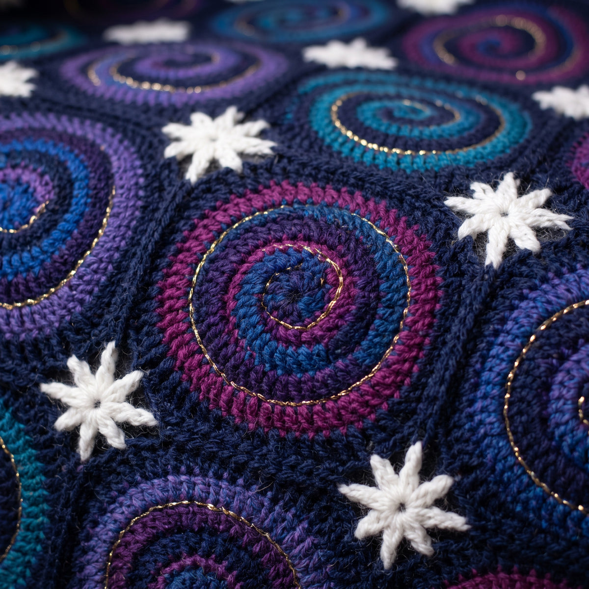 Galaxy Spiral Blanket Crochet Pattern PDF, Night Sky Swirl Motif Afghan with Star Joins, Space Throw, Instant Download