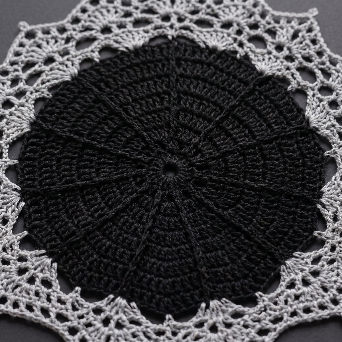 Spiderweb Doily Crochet Pattern | Gothic Halloween Lace Centerpiece in Black & Silver | Thread Crochet | Instant Download PDF