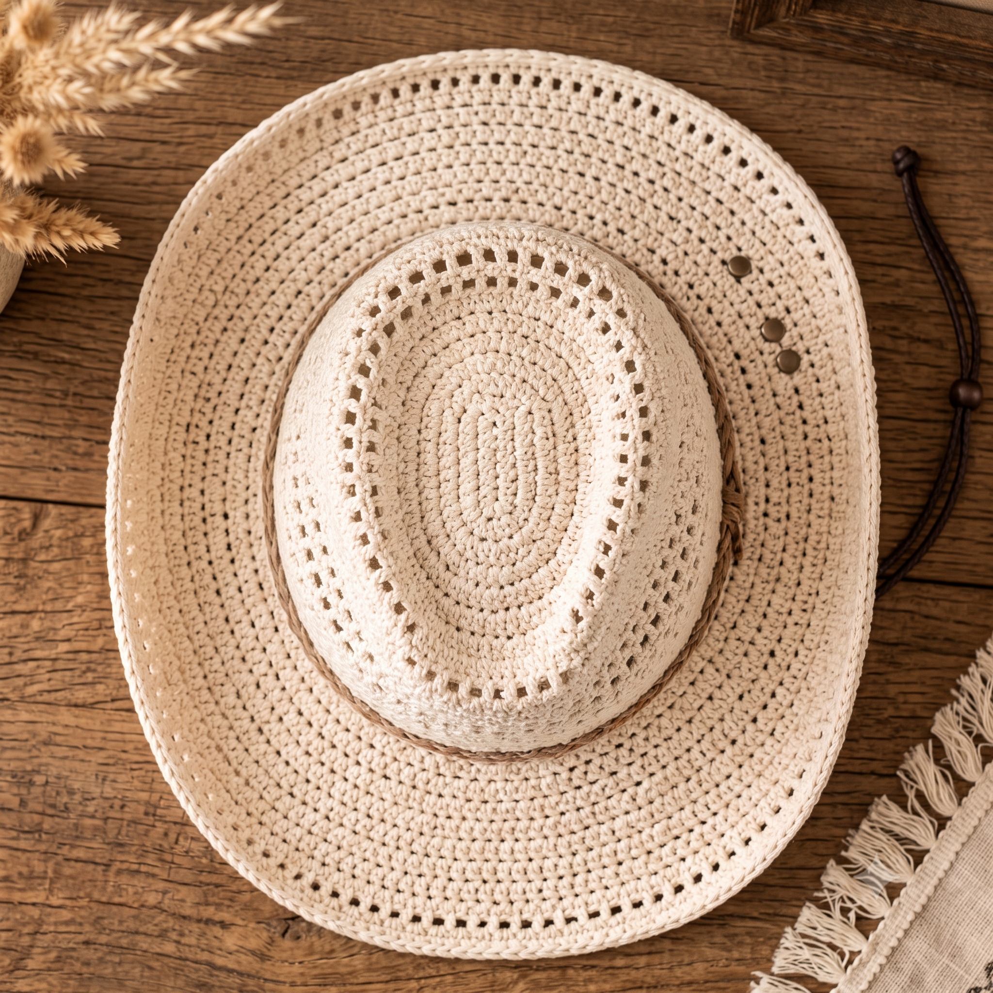 Crochet Cowboy Hat Pattern, Western Sun Hat Tutorial (PDF Download)