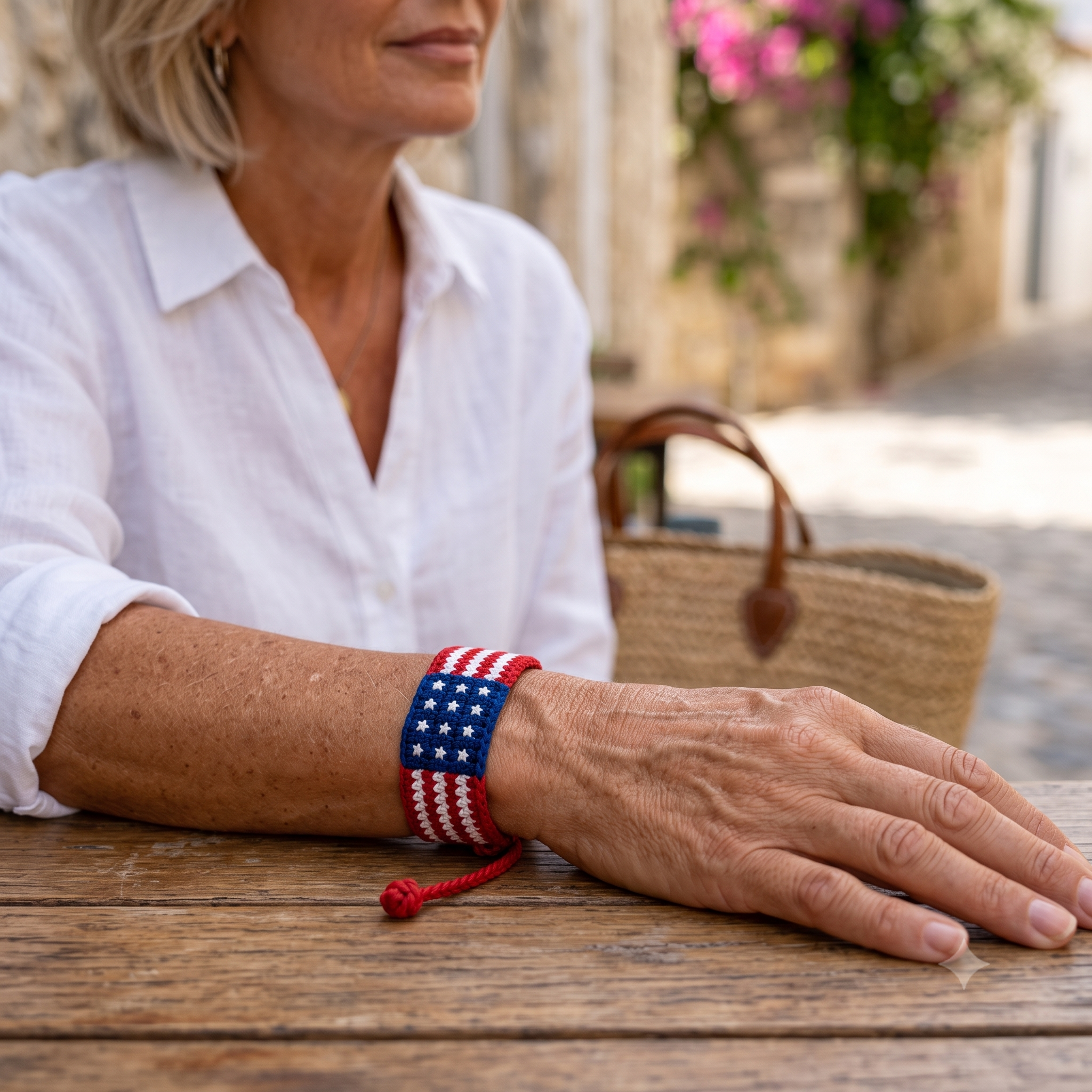 Patriotic Crochet Bracelet Pattern PDF, American Flag Wristband, Red White Blue Friendship Bracelet, 4th of July, Beginner Friendly
