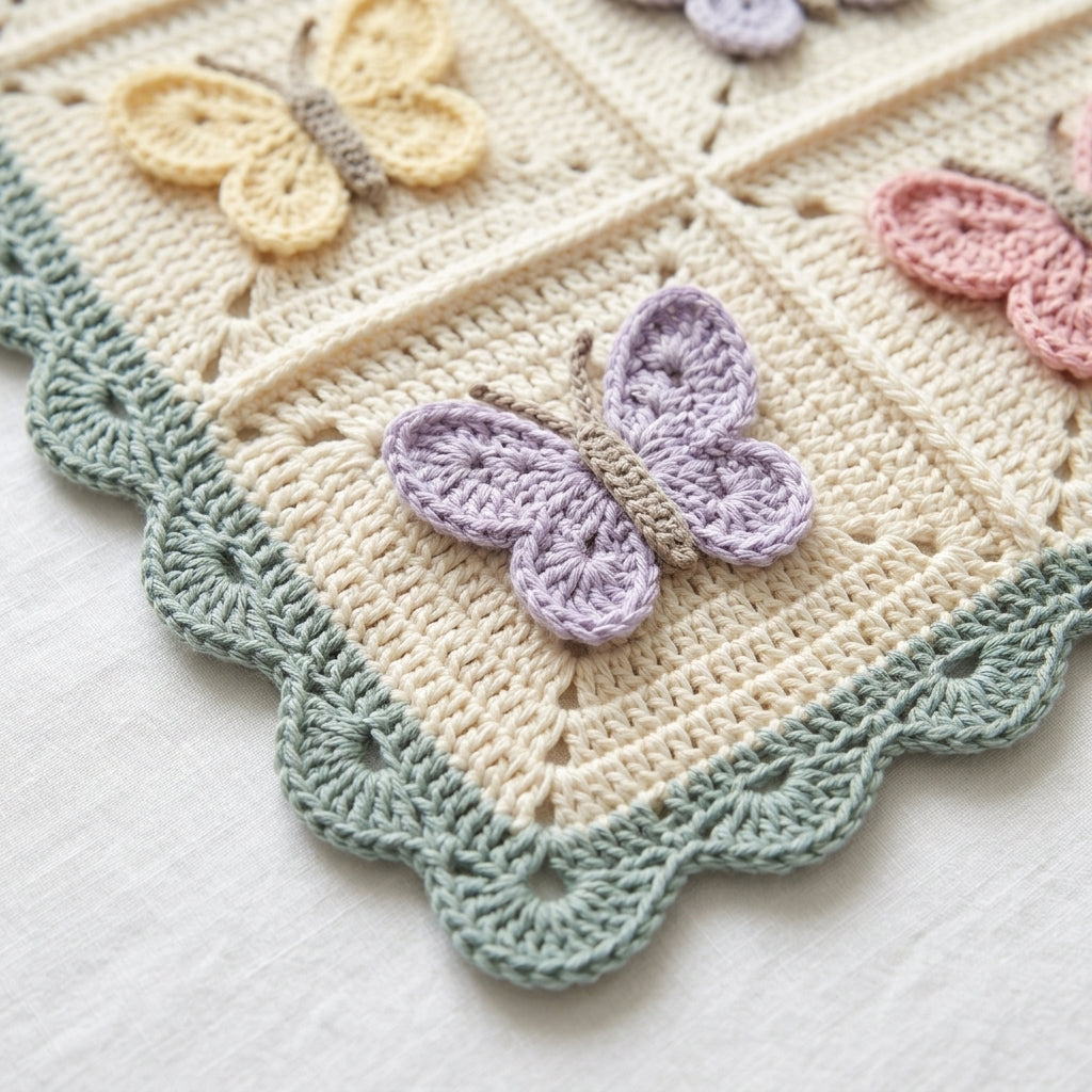 Butterfly Baby Blanket Crochet Pattern PDF, 3D Granny Square Afghan, Pastel Nursery Gift, Intermediate Digital Download