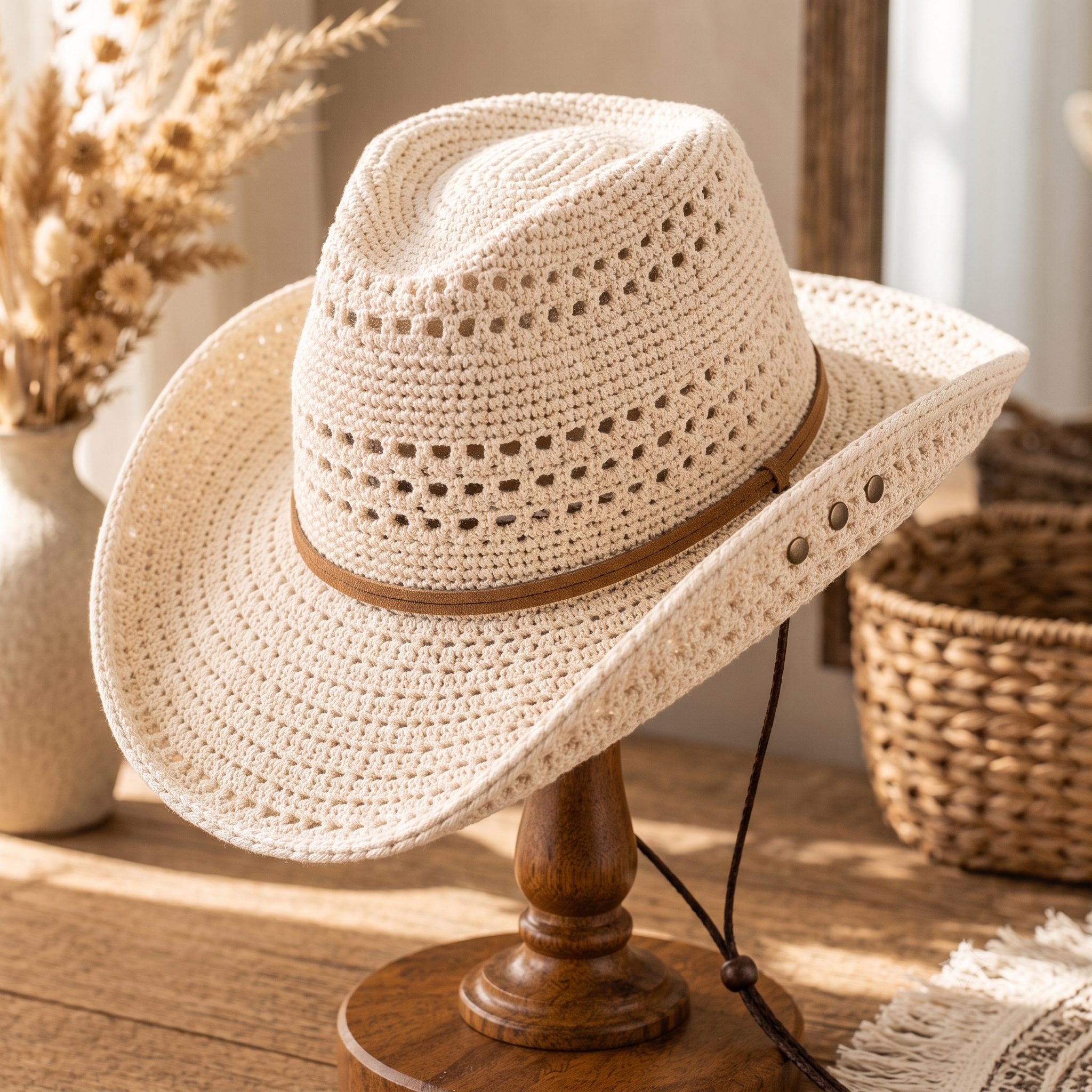 Crochet Cowboy Hat Pattern, Western Sun Hat Tutorial (PDF Download)