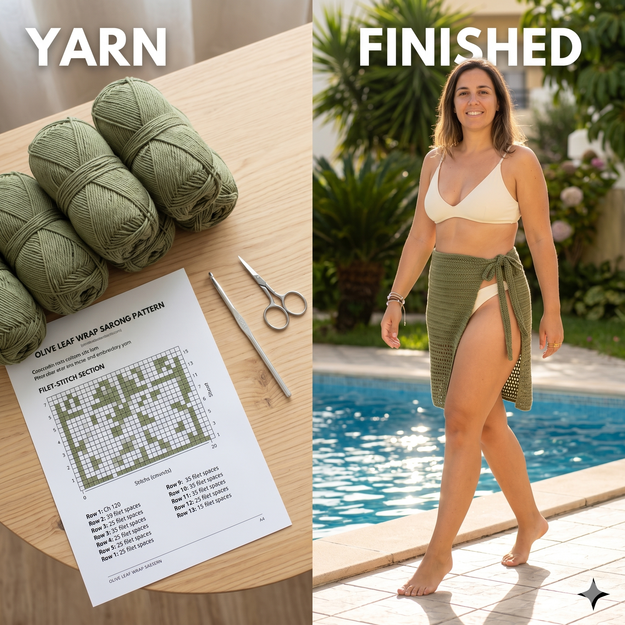 Crochet Beach Sarong Pattern: Beginner Wrap Skirt (PDF Download) - Filet Crochet