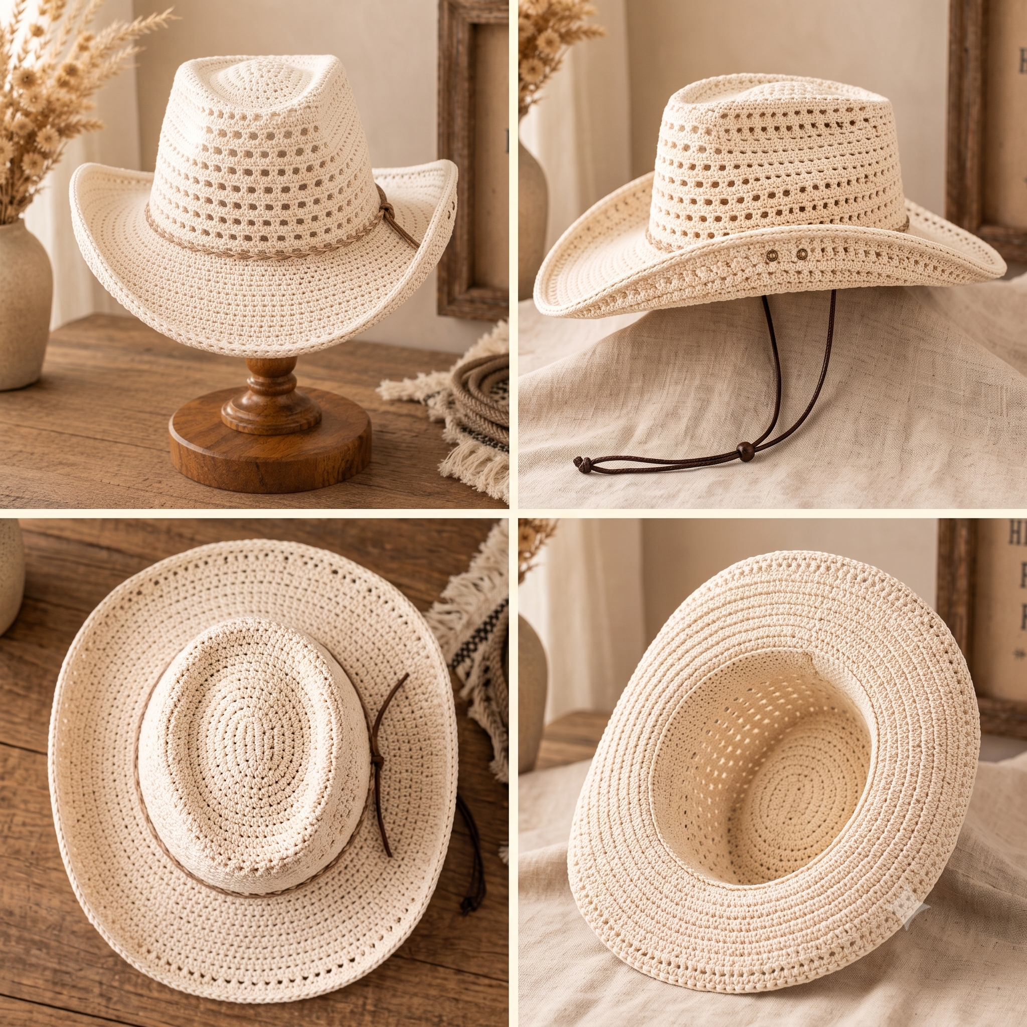 Crochet Cowboy Hat Pattern, Western Sun Hat Tutorial (PDF Download)