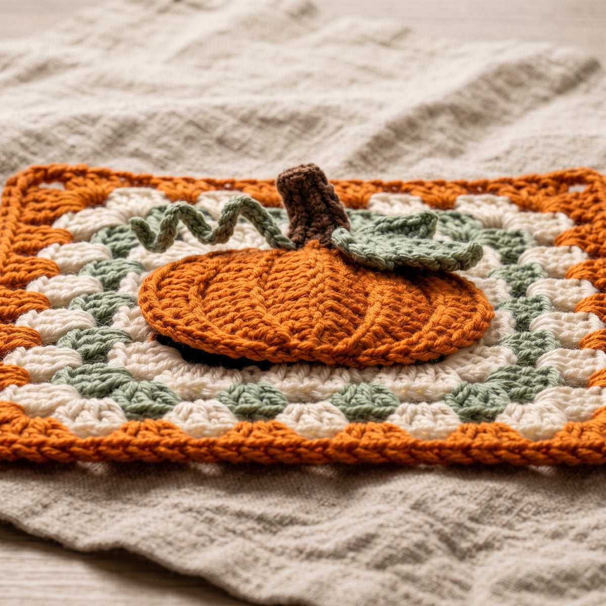 Pumpkin Granny Square Crochet Pattern PDF | Fall Motif for Blankets & Afghans, 8.5 in, US Terms