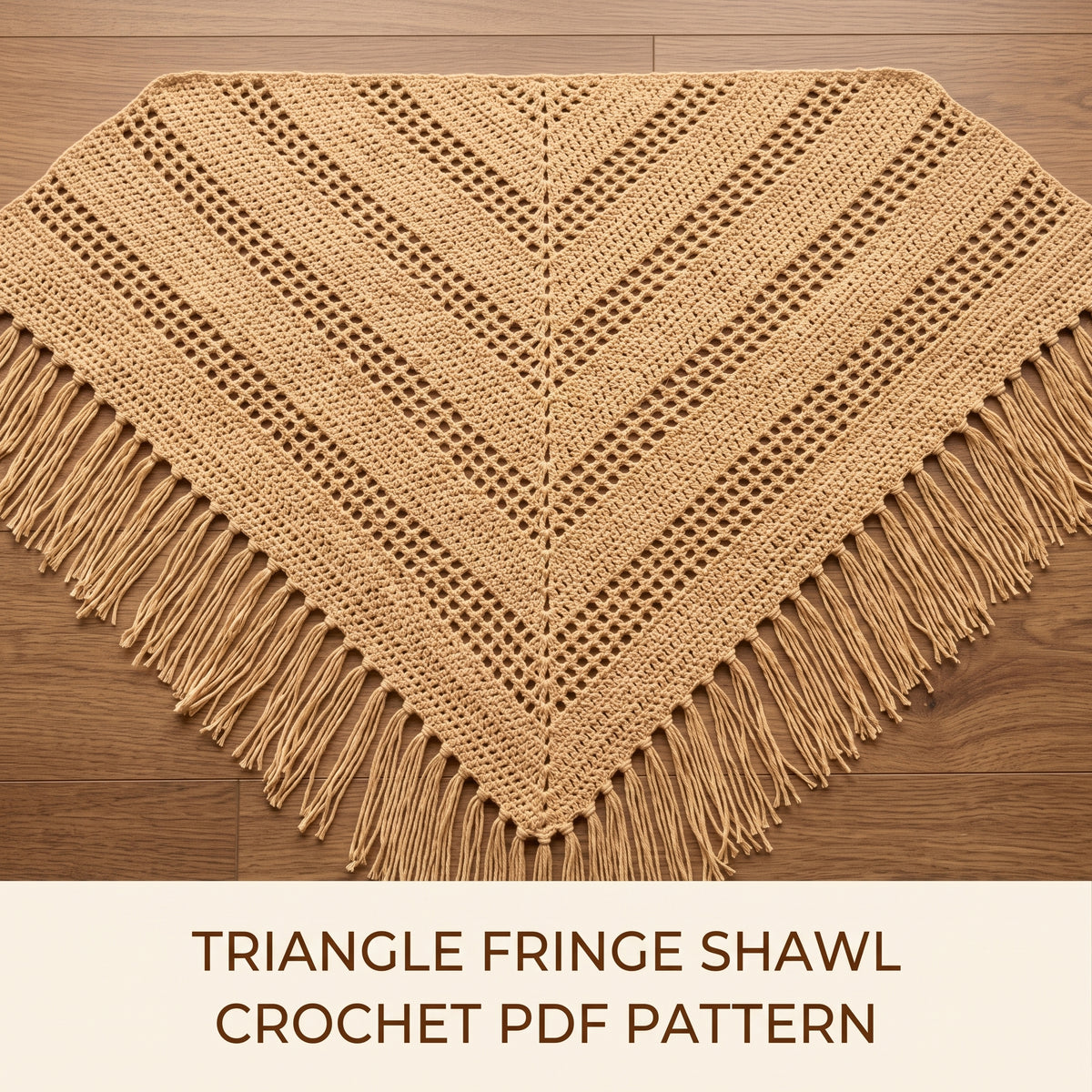 Crochet Shawl Pattern PDF | Oversized Triangle Wrap with Fringe | Make It Any Size You Like | Beginner Friendly | Instant Download