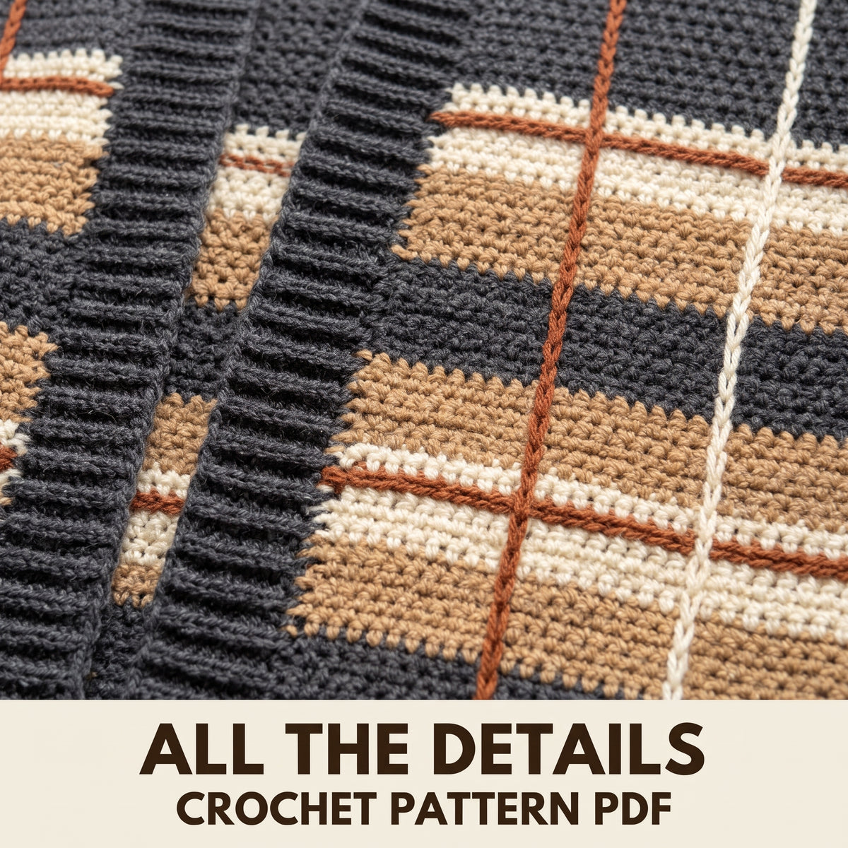 Plaid Long Cardigan Crochet Pattern PDF, Oversized Tartan Duster, Moss Stitch and Surface Crochet, XS to 5XL