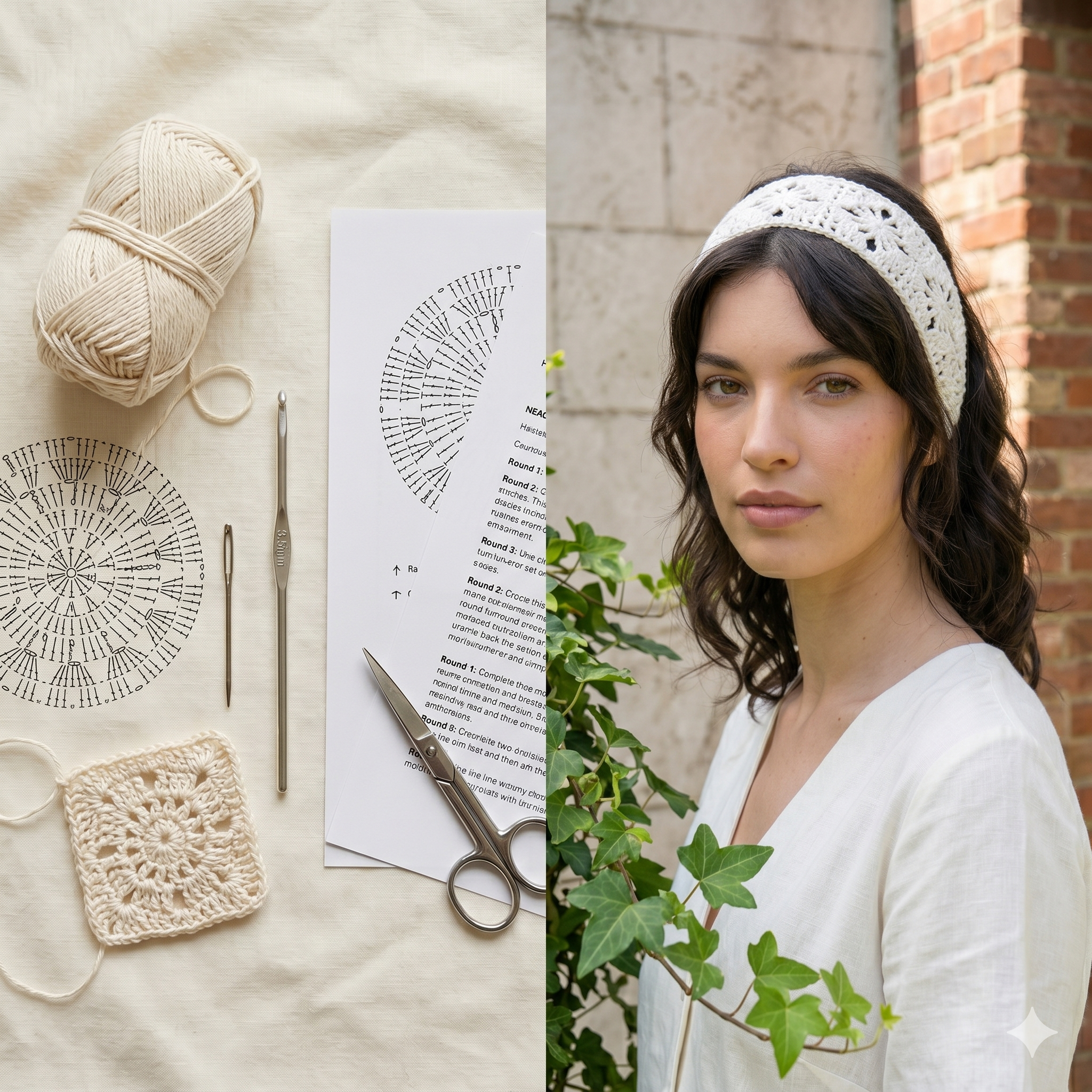 Crochet Headband PDF Pattern, Symbol Chart