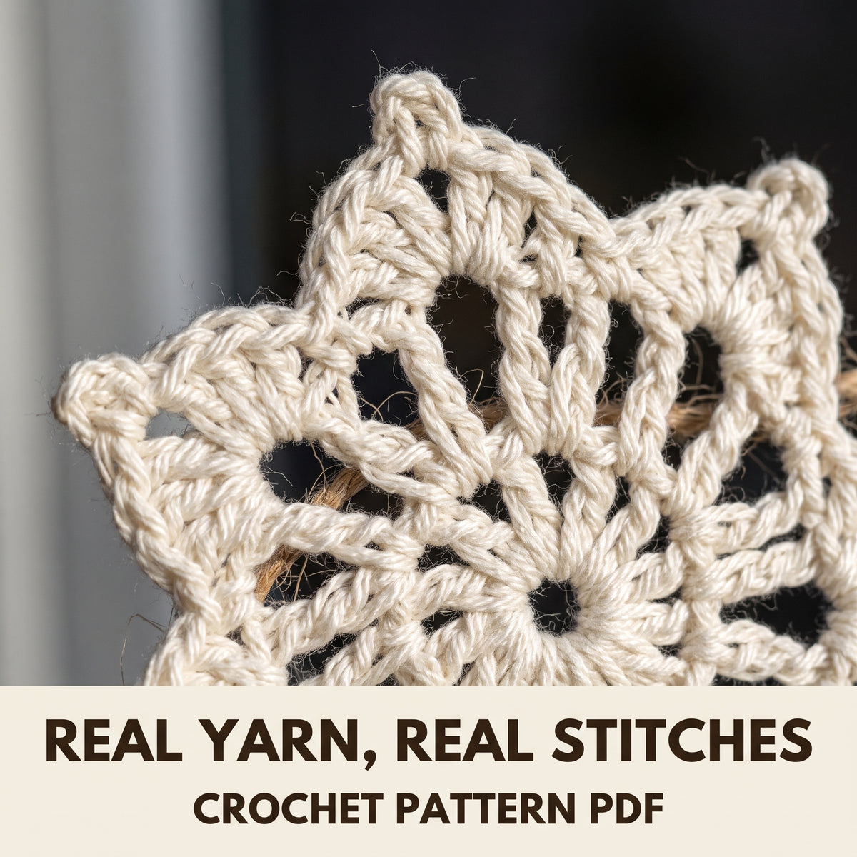 Snowflake Garland Crochet Pattern PDF, White Cotton Christmas Bunting on Jute Twine, Nine Lace Snowflakes