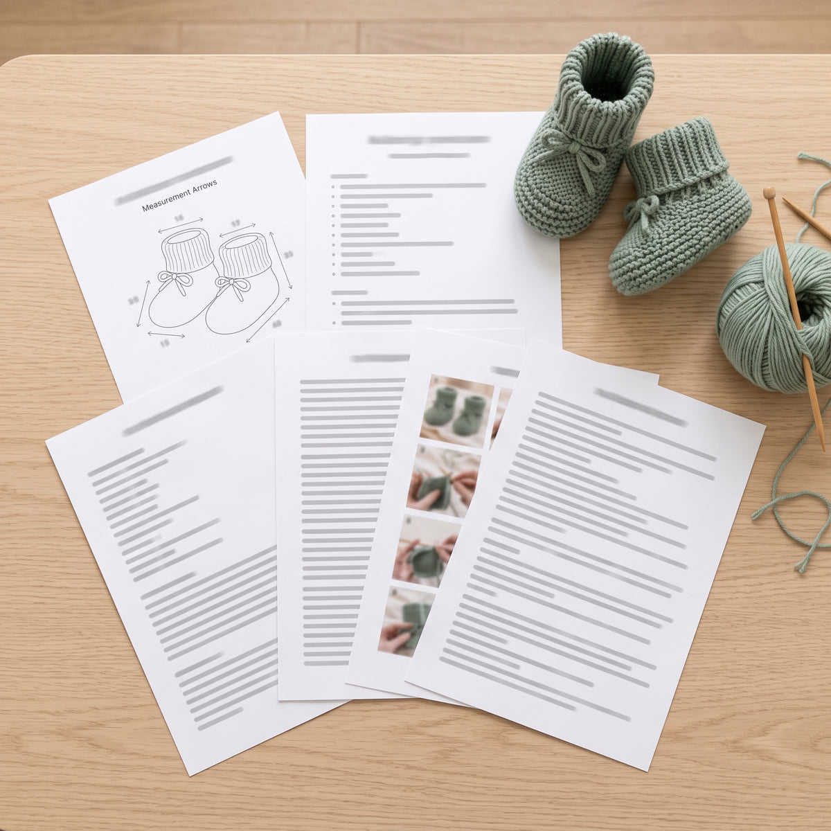Baby Slippers Knitting Pattern PDF, Garter Stitch Baby Booties with Ribbed Cuff and Tie, 6 Sizes Newborn to 4 Years