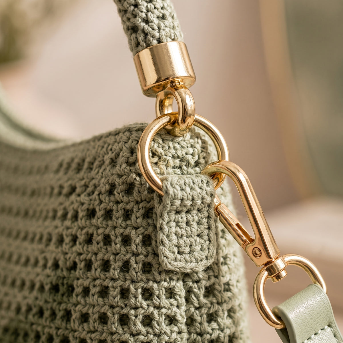 Crochet Handbag Pattern PDF | Colour Block Shoulder Bag with Ribbed Panel, US Terms | Instant Download