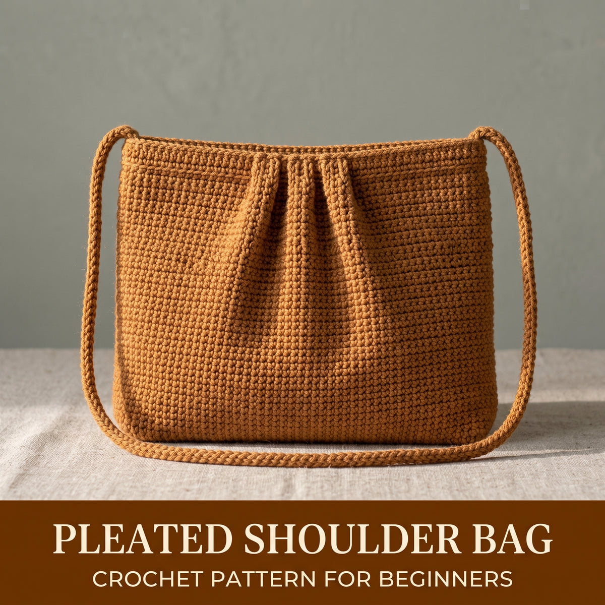 Easy Crochet Bag Pattern PDF, Pleated Shoulder Bag for Beginners