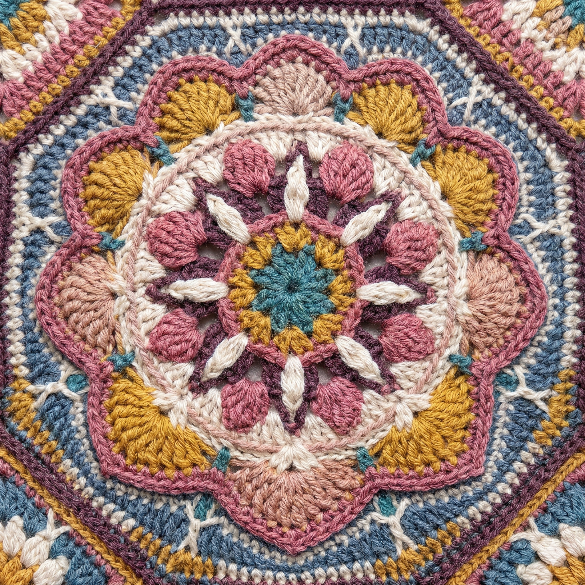 Persian Tiles Crochet Pattern PDF | Hexagon Afghan Blanket Pattern, Colorful Vintage Bedspread, Cotton Granny Blanket, US Terms, Instant Download