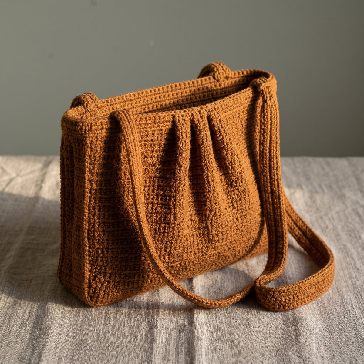 Easy Crochet Bag Pattern PDF, Pleated Shoulder Bag for Beginners
