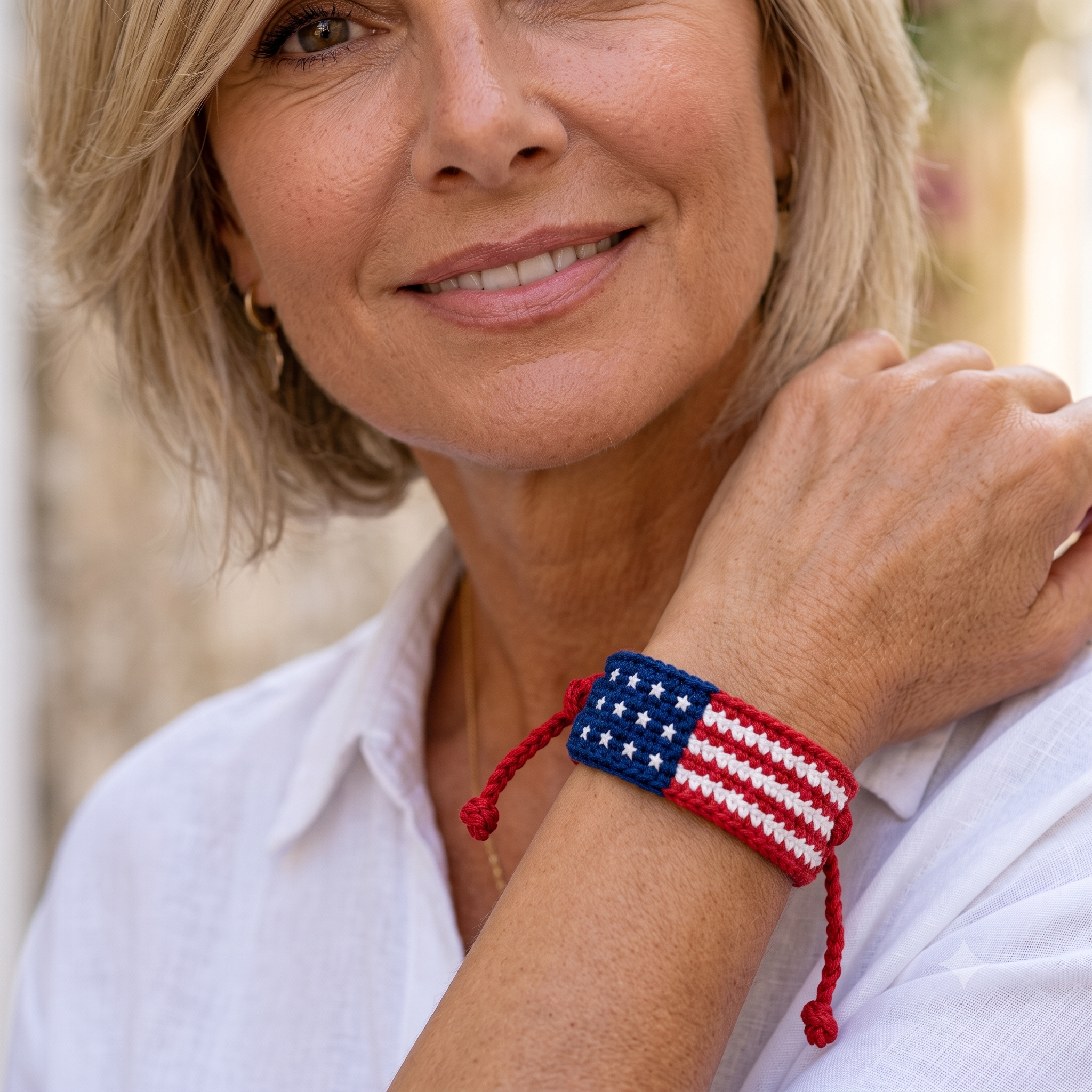 Patriotic Crochet Bracelet Pattern PDF, American Flag Wristband, Red White Blue Friendship Bracelet, 4th of July, Beginner Friendly