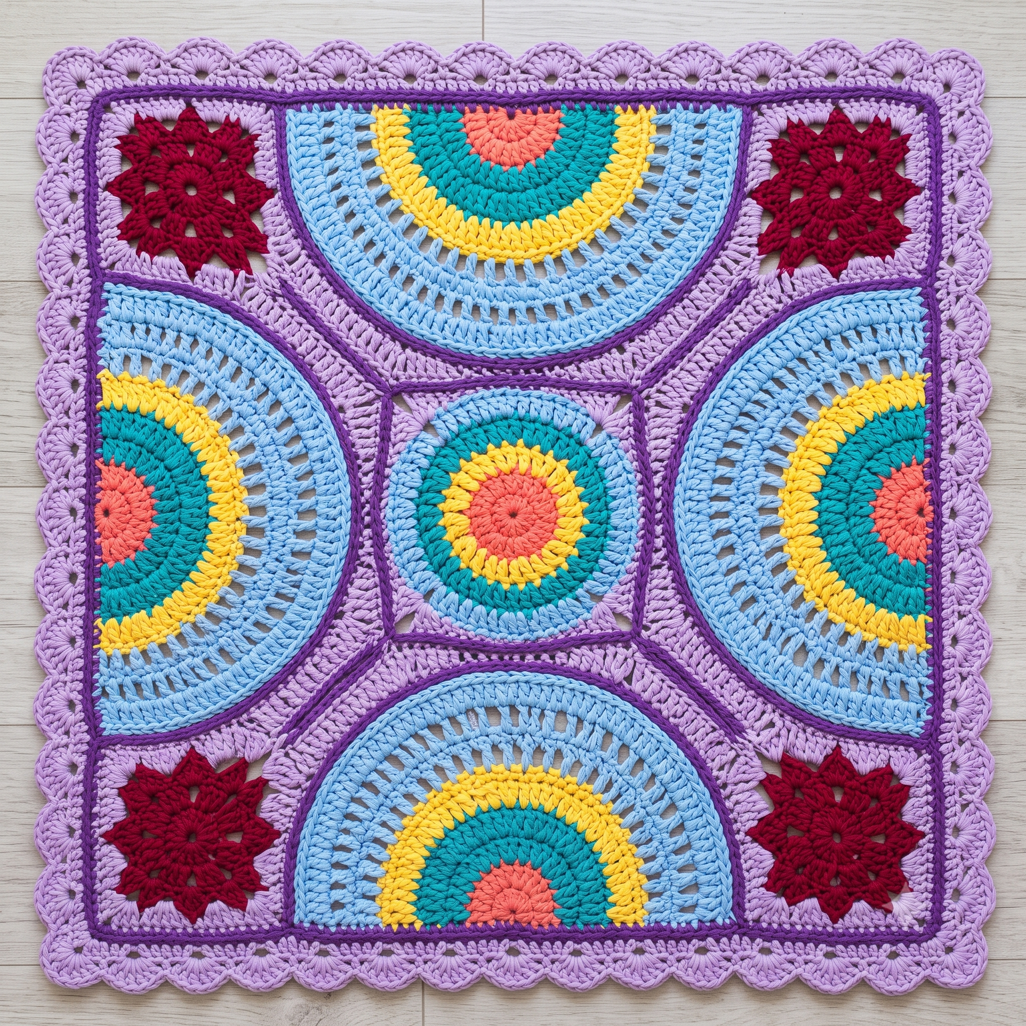 Crochet Rug Pattern PDF | Trapilho Semicircle Mandala Rug | T-Shirt Yarn | Instant Download