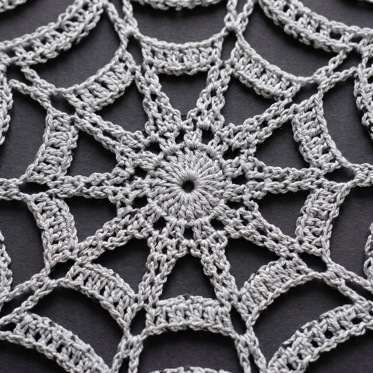 Spiderweb Doily Crochet Pattern | Gothic Halloween Lace Centerpiece in Black & Silver | Thread Crochet | Instant Download PDF